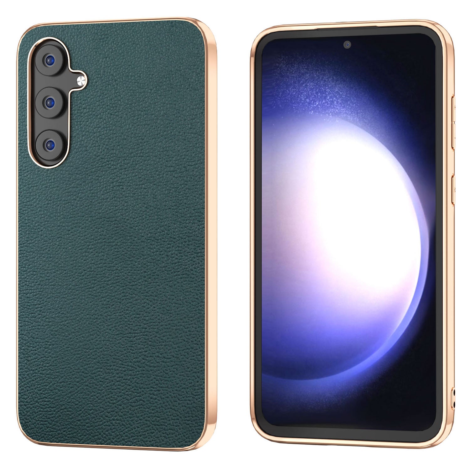 For Samsung Galaxy S23 FE Litchi Texture Phone Case Genuine Cow Leather Coated PC TPU Electroplating Cover For Samsung Galaxy S23 FE Litchi Texture Phone Case Genuine Cow Leather Coated PC TPU Electroplating Cover